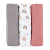  Petite & Mars Bambusz muszlin 3db-os pelenka szett Moussy Rose Rainbows, 68 x 68 cm