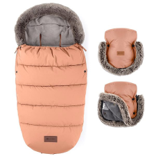 Petite&Mars Comfy 4in1 bundazsák + Furry Pastel Peach kesztyű babakabát, overál, bundazsák