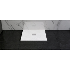  PETRA Öntött műmárvány zuhanytálca, rozsdamentes ráccsal, 90x90 kád, zuhanykabin