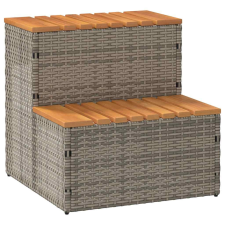  Pezsgőfürdő lépcső szürke 50x50x50,5cm polyrattan és akácfa medence kiegészítő