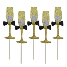  Pezsgős pohár-arany színű 5 db/ csomag party kellék