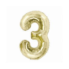Pezsgőszínű B&C Champagne 3-as szám fólia lufi 85 cm party kellék