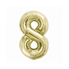 Pezsgőszínű B&C Champagne 8-as szám fólia lufi 85 cm party kellék
