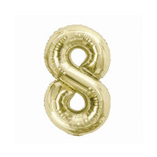Pezsgőszínű B&C Champagne 8-as szám fólia lufi 85 cm party kellék