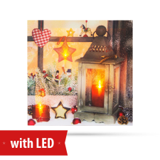 Phenom Karácsonyi LED-es hangulat kép - fali akasztóval, 2 x AA, 30 x 30 cm - 58031A karácsonyi dekoráció
