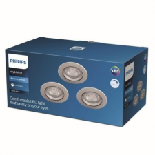 Philips 3PAK süllyesztett halogén LED lámpatest SPARKLE 5W 2700K szabályozható kerek szatén PHILIPS világítás