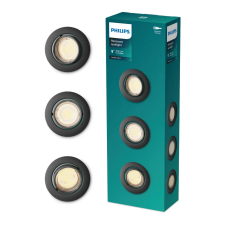 Philips 3x Philips GU10 süllyesztett LED lámpa, mozgatható, alumínium, kerek, fekete, peridot világítás