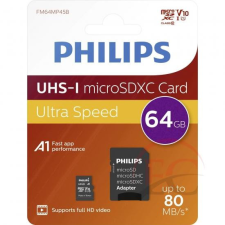 Philips 64GB microSDXC memóriakártya Class 10 UHS-I U1 + adapter memóriakártya