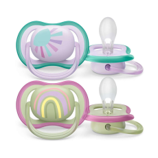 Philips Avent SCF085/59 Játszócumi Ultra air mintás 0-6hó lányos (szivárvány), 2db