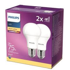 Philips LED 11-75W, E27 2700K, 2db világítás