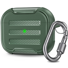 Phoner Carbon Apple Airpods 3 szilikon tok akasztóval, zöld audió kellék