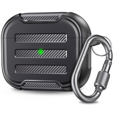 Phoner Carbon Apple Airpods Pro 2 szilikon tok akasztóval, fekete audió kellék