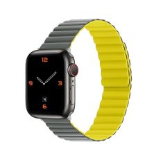  Phoner Rever Apple Watch forgatható mágneses szilikon szíj, 41/40/38mm, S/M, szürke/sárga okosóra kellék