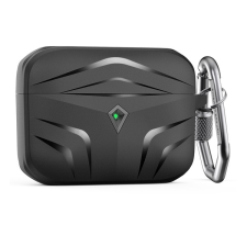 Phoner Rubber Apple Airpods Pro szilikon tok akasztóval, fekete fülhallgató, fejhallgató tok