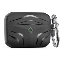Phoner Rubber Apple Airpods Pro szilikon tok akasztóval, fekete fülhallgató, fejhallgató tok