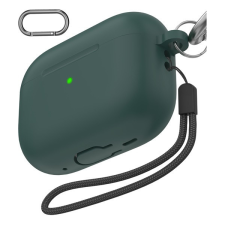 Phoner Simple Apple Airpods Pro 2 szilikon tok, csuklópánttal, zöld fülhallgató, fejhallgató tok