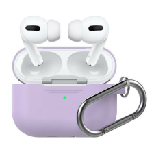 Phoner Simple Apple Airpods Pro szilikon tok akasztóval, lila fülhallgató, fejhallgató tok