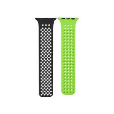 Phoner Spike Apple Watch S1/S2/S3/S4/S5/S6/S7/S8/S9/SE Szilikon Szíj 38/40/41mm - Fekete/Élénk zöld okosóra kellék