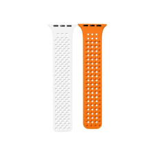 Phoner Spike Apple Watch szilikon szíj, 49/45/44/42mm, fehér/narancs okosóra kellék