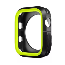Phoner Twin Apple Watch szilikon tok 45mm fekete/zöld (72670) (PH72670) okosóra kellék