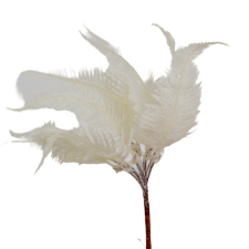  Pick flokkolt fehér leveles 19cm dekorációs kellék