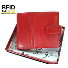 Pierre Cardin RF védett, piros, nagy bőr pénztárca PC2132