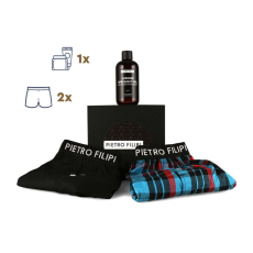 Pietro Filipi Férfi ajándékcsomag 2PACK bő szárú boxeralsók és tusfürdő Pietro Filipi (3PGP1) XXL