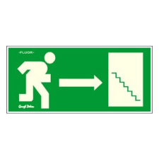  Piktogram Menekülési irány jobbra lépcsős zöld (FLUOR.) információs címke