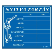 Piktogram Nyitva tartás /számokkal/ 7 napos kék információs címke