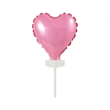  Pink Heart, Rózsaszín szív fólia lufi tortára 8 cm party kellék