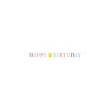 Pink pöttyös Happy Birthday felirat 1. szülinapra - 183 cm party kellék