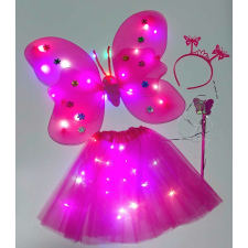  PINK Világító pillangó, lepke jelmez kislányoknak, 4 részes jelmez