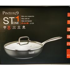 Pintinox ST1 wok  kőhatású bevonattal+üveg fedő, 28 cm edény
