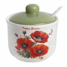 Pipacsos kerámia cukortartó kanállal - 260 ml - Poppy Flowers papírárú, csomagoló és tárolóeszköz
