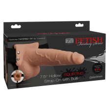 Pipedream Fetish Strap-On 7,5 - felcsatolható, üreges, spriccelő dildó (natúr) műpénisz, dildó