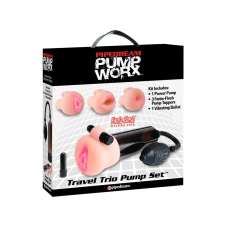 Pipedream Travel Trio - vibrációs pénisz pumpa szett (fekete-natúr) péniszpumpa