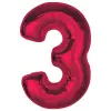  Piros 3-as Red szám fólia lufi 92 cm