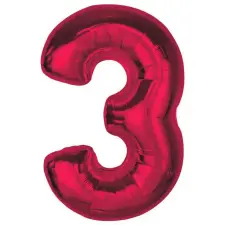  Piros 3-as Red szám fólia lufi 92 cm party kellék