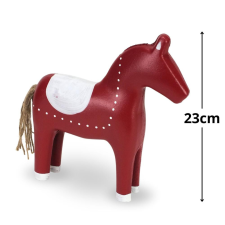 Piros-fehér fa ló 23cm dekorációs kellék