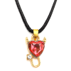  Piros ördög szív medál bőr lánccal