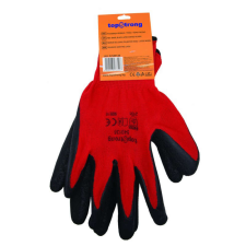 Piros poliészter fekete latex védőkesztyű, Topstrong 540138 védőkesztyű