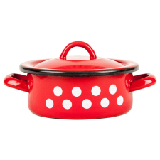  Piros pöttyös zománcozott lábas 4,5 literes edény