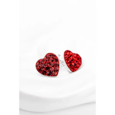  Piros Szív Alakú Swarovski® Kristályokkal Kirakott S925 Ezüst Fülbevaló fülbevaló