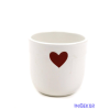  Piros szíves kerámia kaspó kicsi M8,5cm - Fehér