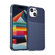 Pixato Apple iPhone 15, Szilikon tok, közepesen ütésálló, domború csíkos minta, sötétkék tok és táska