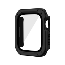 Pixato Apple Watch 1-3 (38 mm), Műanyag védőkeret, kijelzővédő üveggel, közepesen ütésálló, szíj nélkül, fekete okosóra kellék