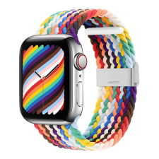 Pixato Apple Watch 1-6, SE, SE (2022) (38 / 40 mm) / Watch 7-9 (41 mm), textíl pótszíj, állítható, szőtt stílusú, szivárvány minta, színes okosóra kellék