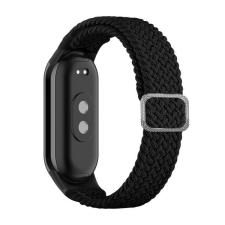 Pixato Xiaomi Mi Smart Band 8, textíl pótszíj, állítható, szőtt stílusú, fekete okosóra kellék