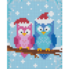 Pixel szett 1 normál alaplappal, színekkel, baglyok télen (801418) kreatív és készségfejlesztő