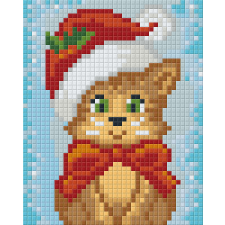 Pixel szett 1 normál alaplappal, színekkel, karácsonyi cica (801422) kreatív és készségfejlesztő